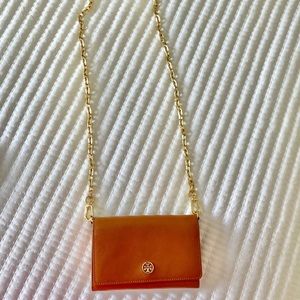 Tory Burch tan/gold cross body purse!